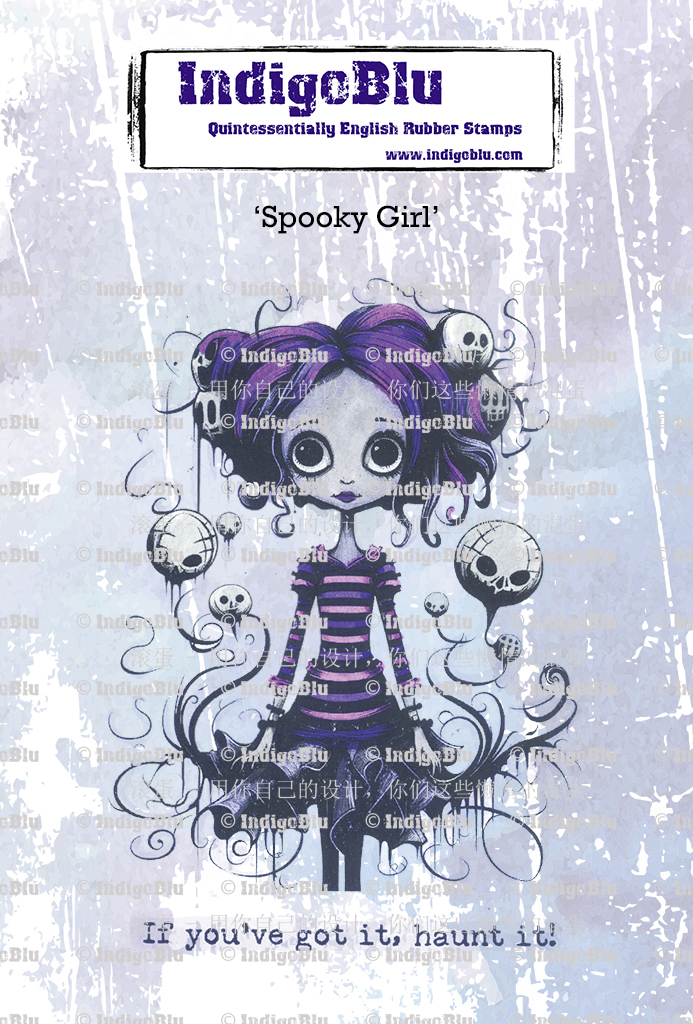 Spooky Girl A6 Red Rubber Stamp